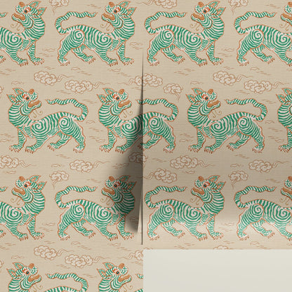 Behang Vintage Tigers Green - Story of July