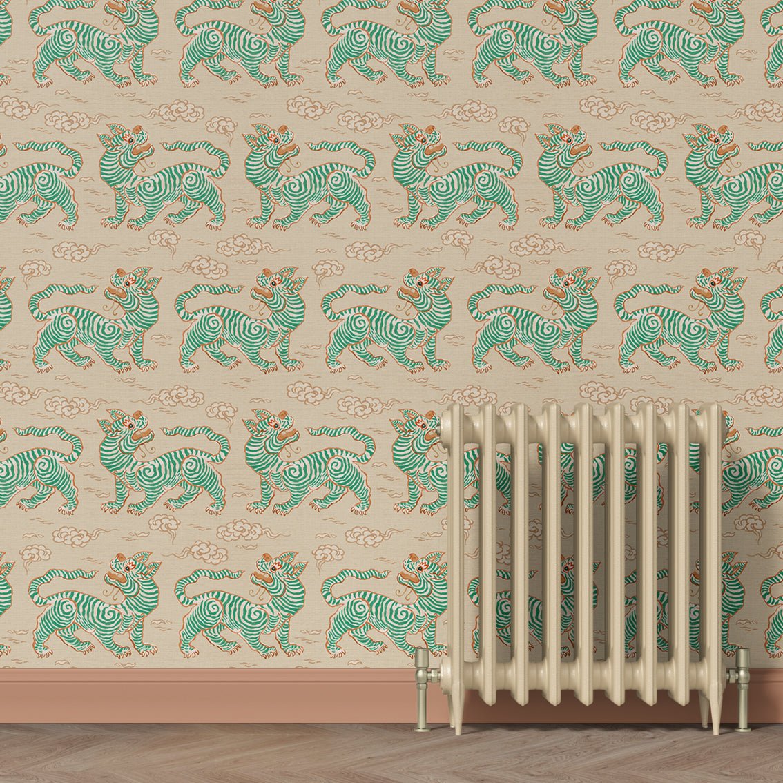 Behang Vintage Tigers Green - Story of July