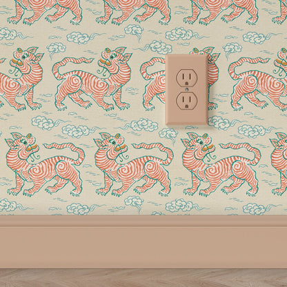 Behang Vintage Tigers Terra - Story of July