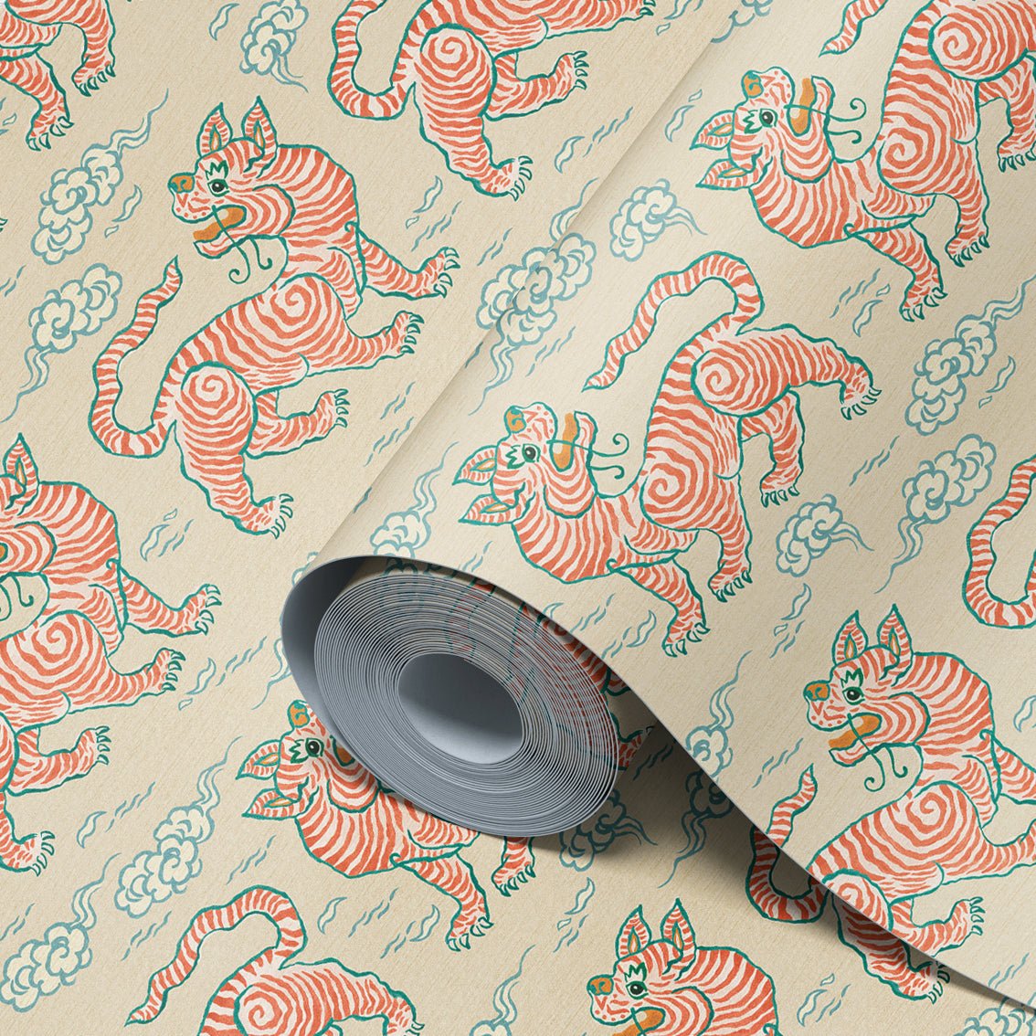 Behang Vintage Tigers Terra - Story of July