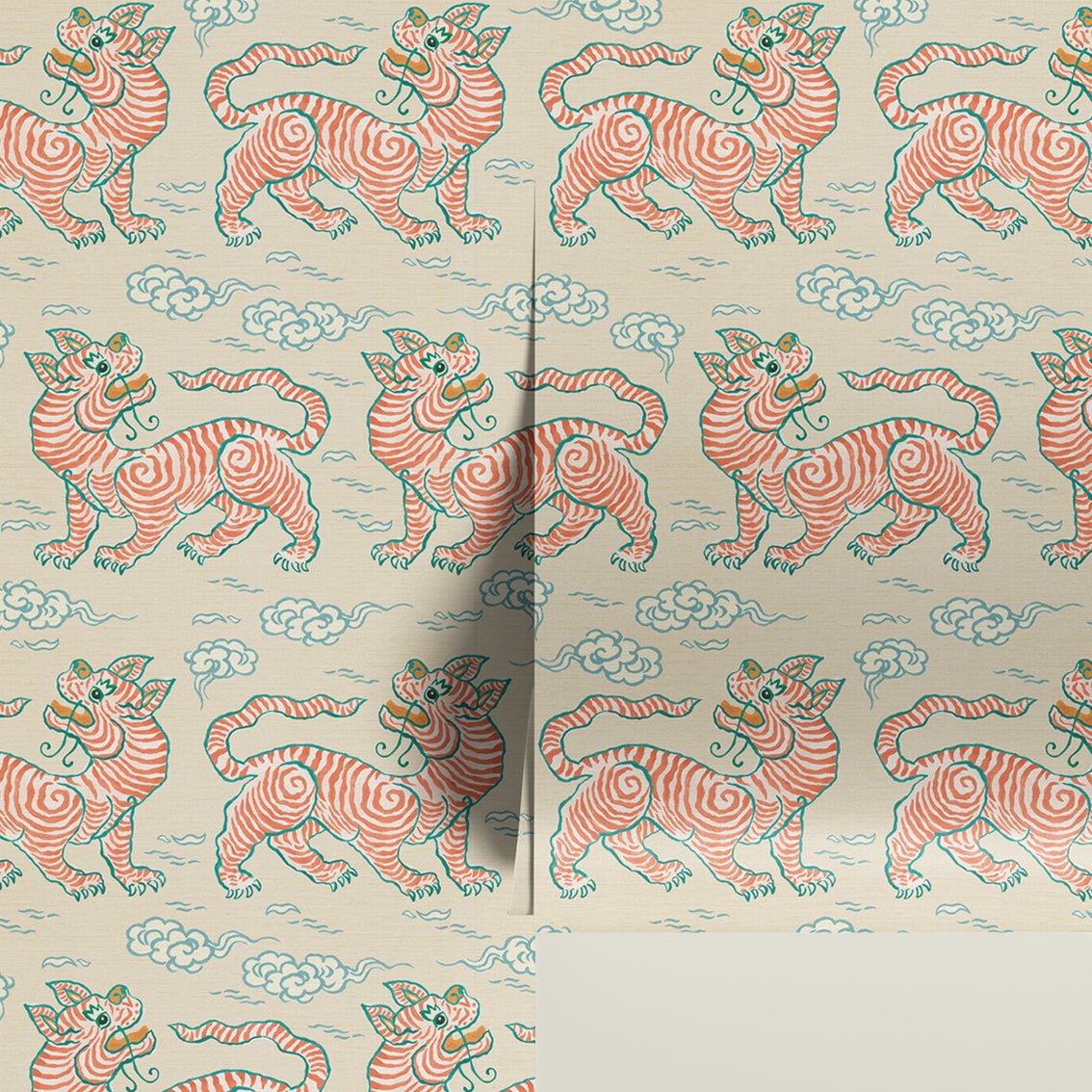 Behang Vintage Tigers Terra - Story of July