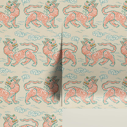 Behang Vintage Tigers Terra - Story of July