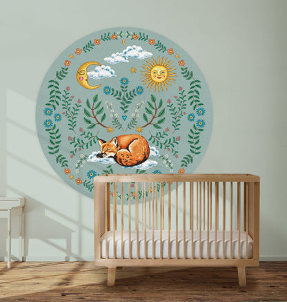 Behangcirkel Embroider Fox Green - Story of July