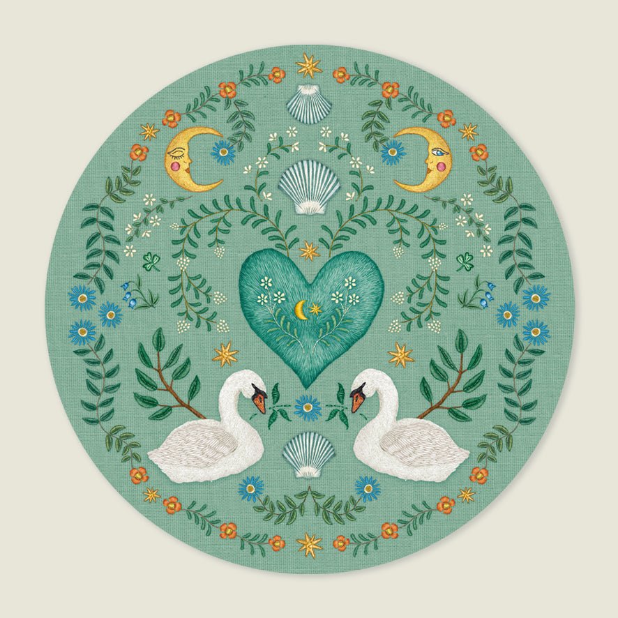 Behangcirkel Embroider Swan Green - Story of July