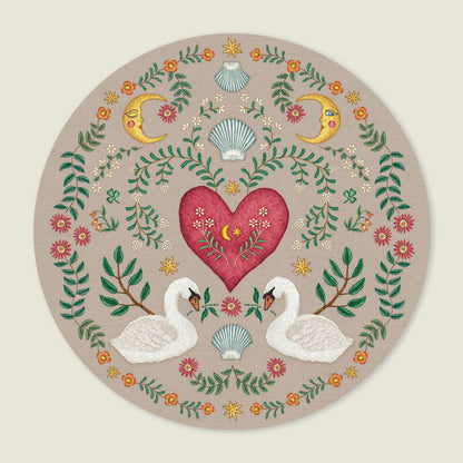 Behangcirkel Embroider Swan Khaki - Story of July