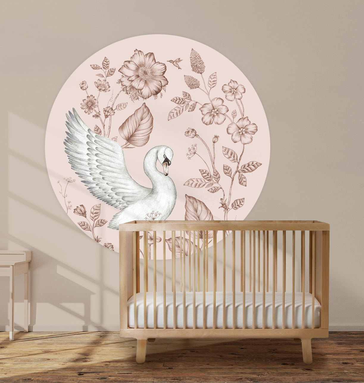 Behangcirkel Swan Flowers Pink - Story of July