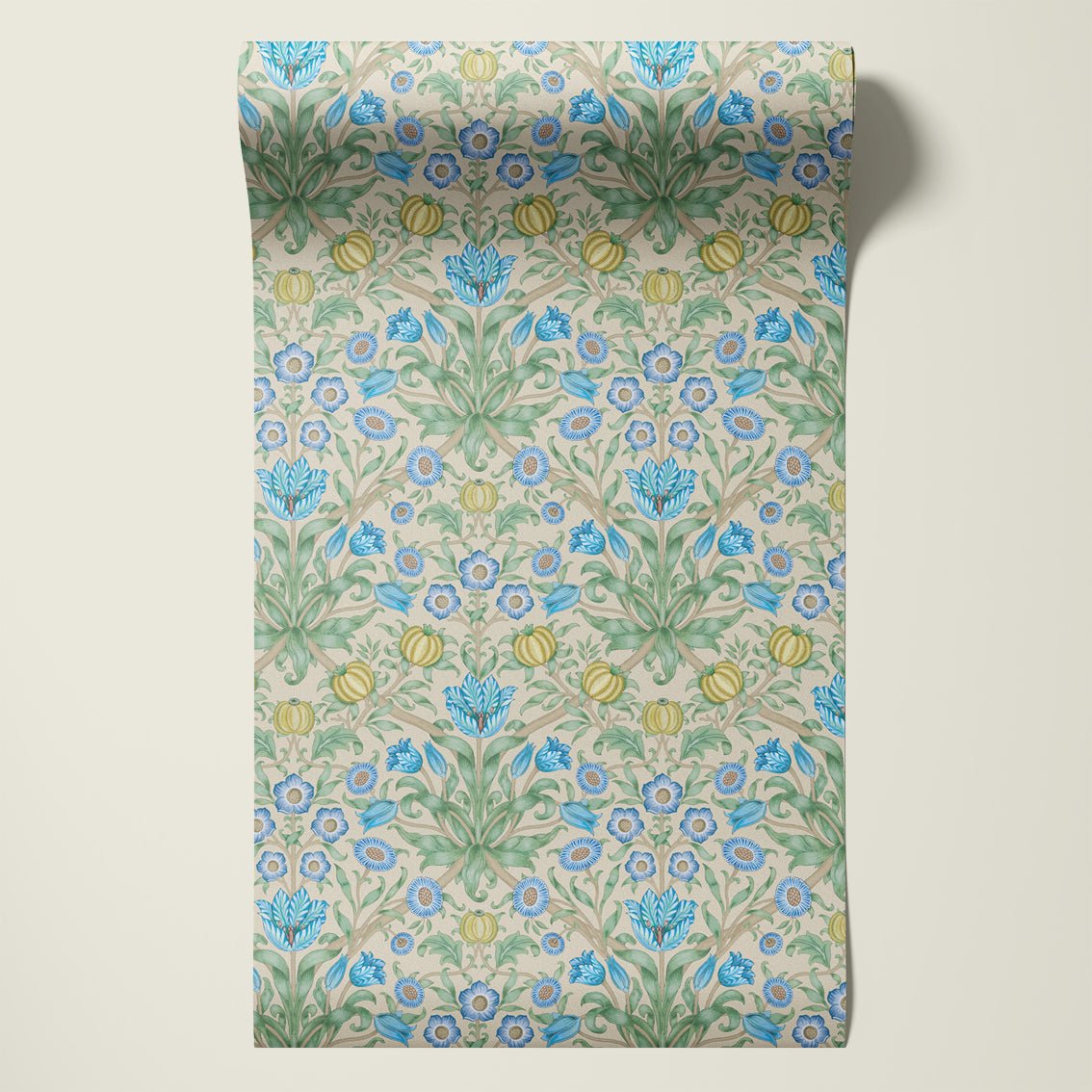 Behangsample Blooming Flowers Blue - Story of July