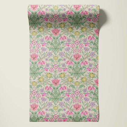 Behangsample Blooming Flowers Pink - Story of July