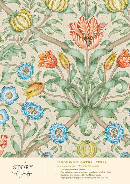 Behangsample Blooming Flowers Terra - Story of July
