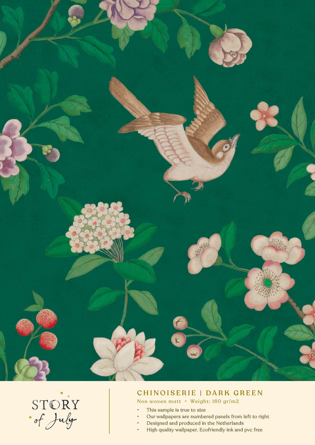 Behangsample Chinoiserie Darkgreen - Story of July