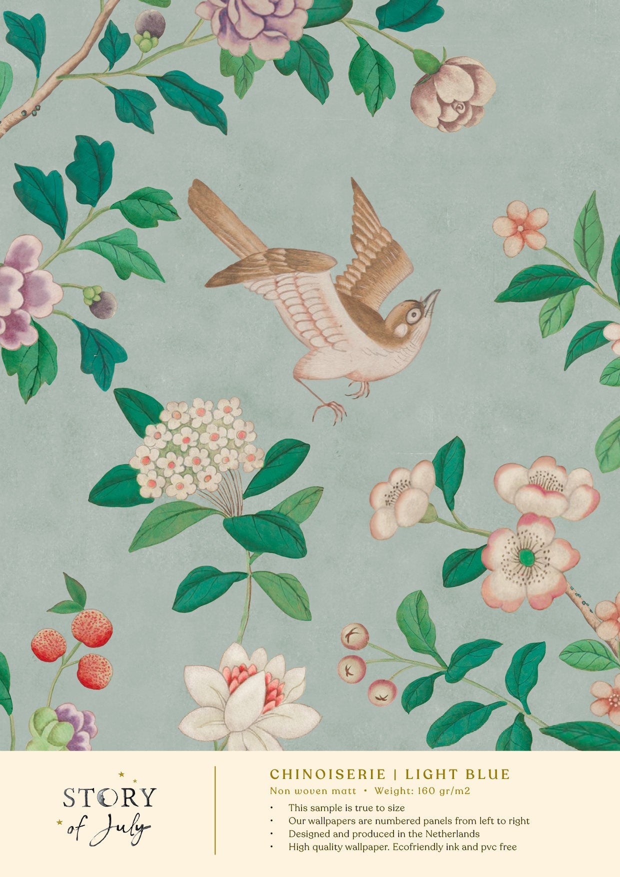 Behangsample Chinoiserie Light Blue - Story of July