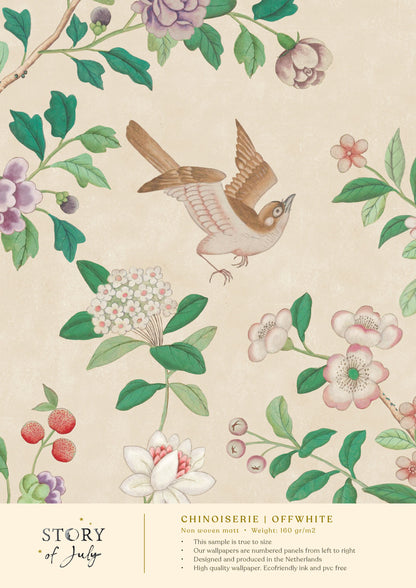 Behangsample Chinoiserie Offwhite - Story of July