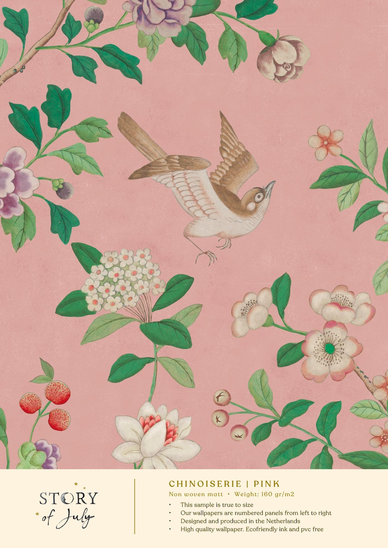 Behangsample Chinoiserie Pink - Story of July