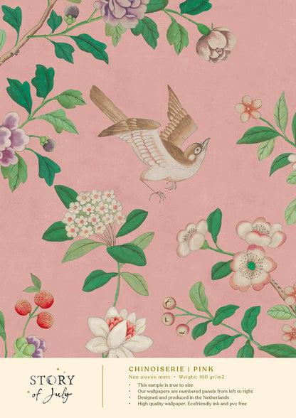 Behangsample Chinoiserie Pink - Story of July