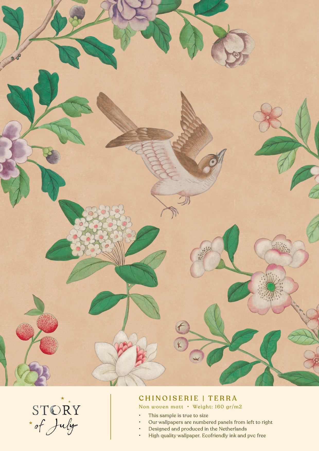 Behangsample Chinoiserie Terra - Story of July