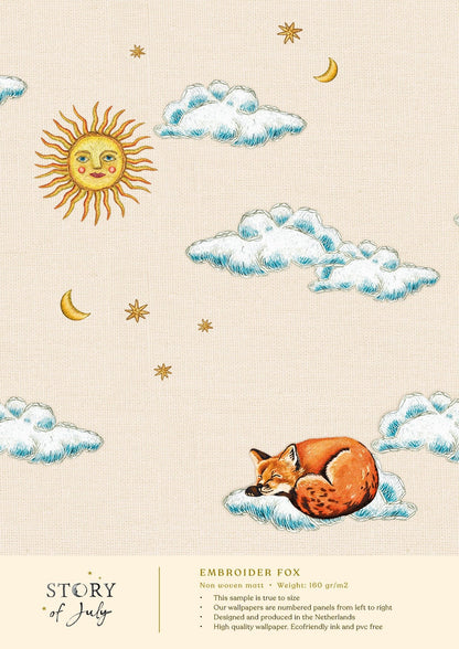 Behangsample Embroiderd Fox - Story of July
