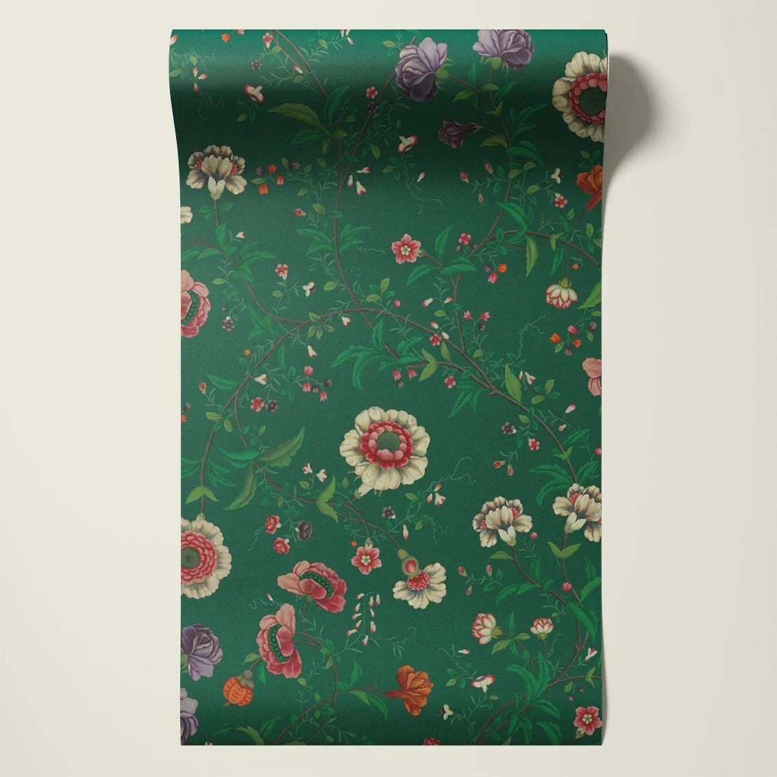 Behangsample Floral Heritage Darkgreen - Story of July