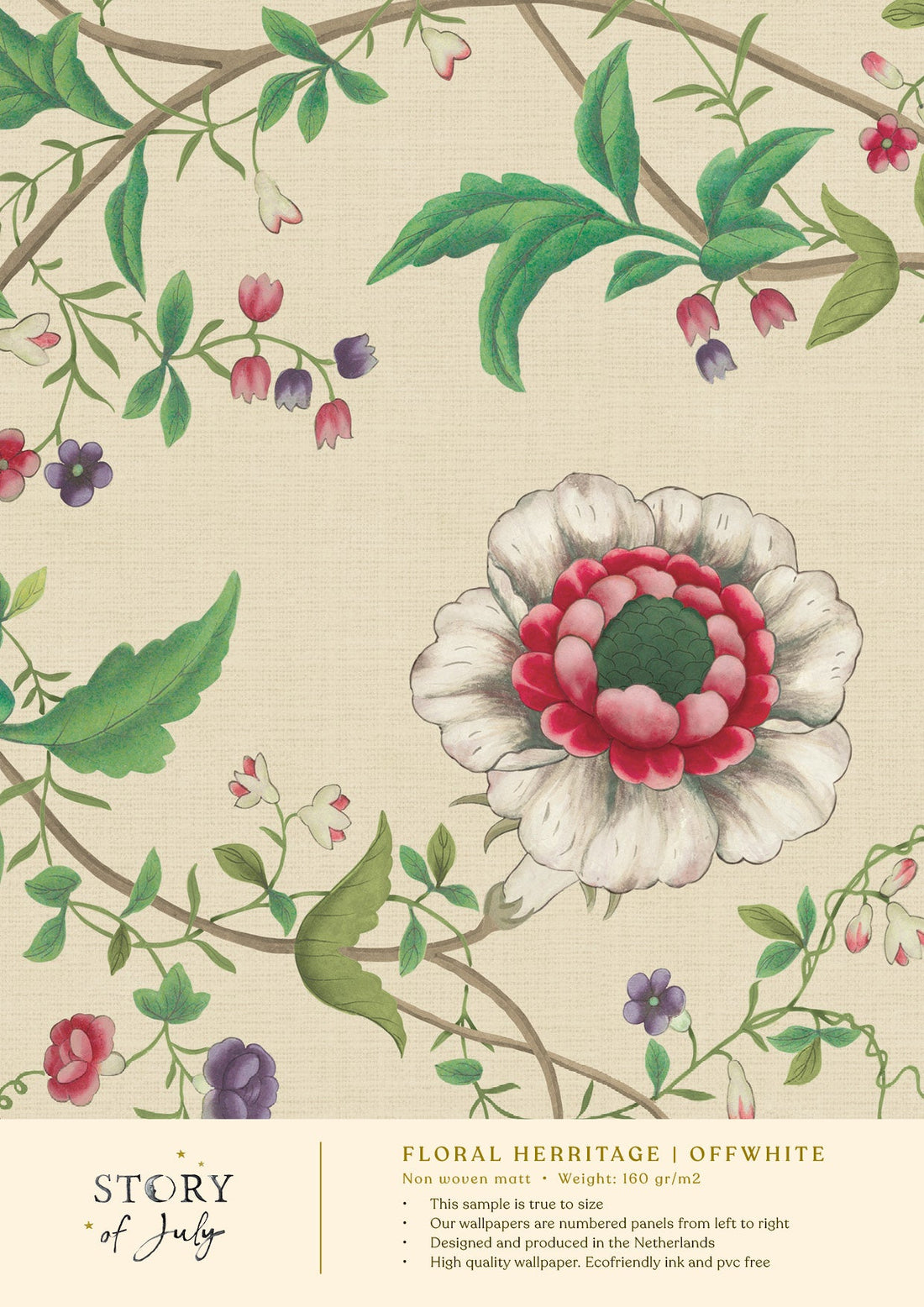 Behangsample Floral Heritage Offwhite - Story of July