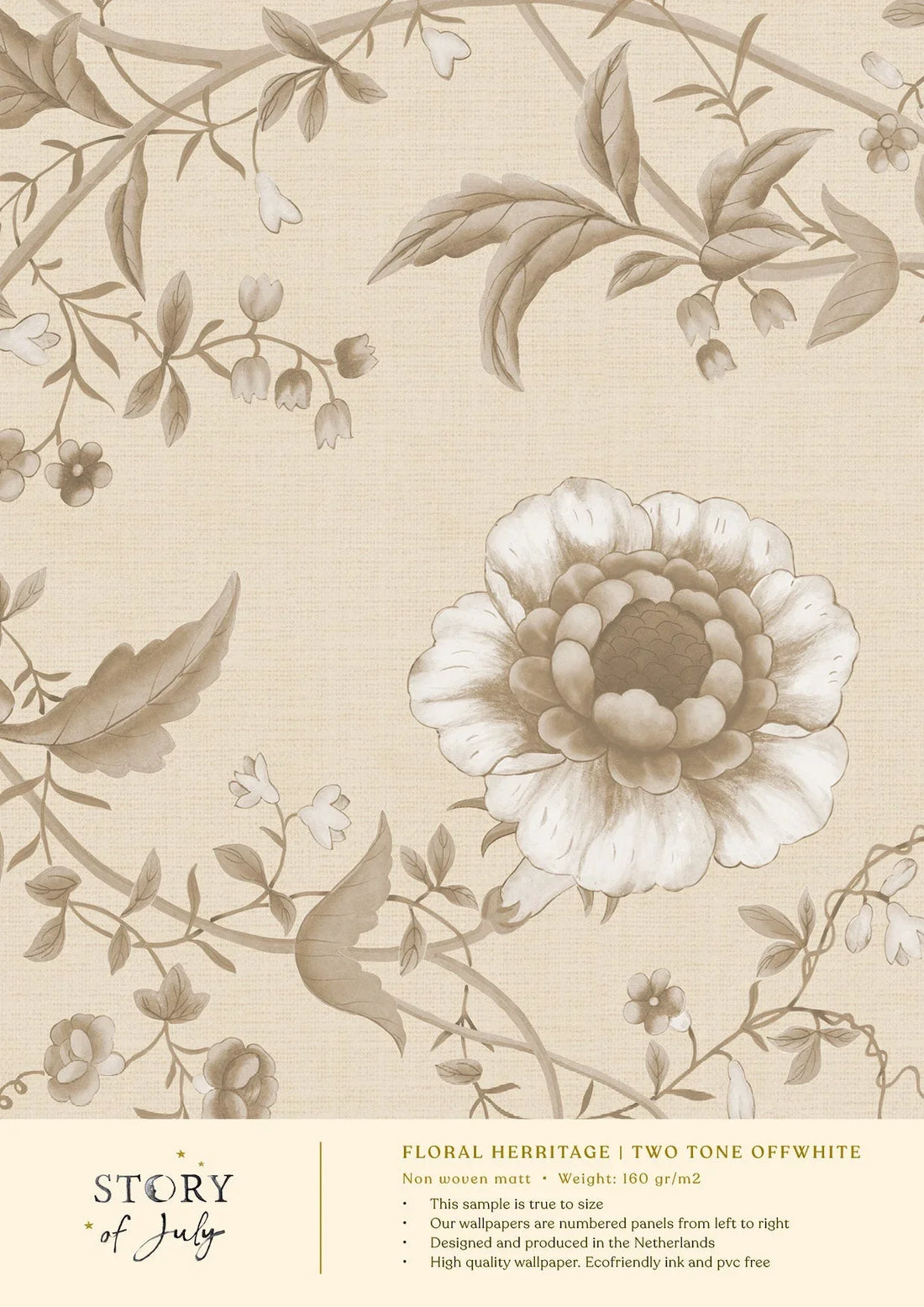 Behangsample Floral Heritage Two Tone Offwhite - Story of July