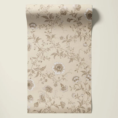 Behangsample Floral Heritage Two Tone Offwhite - Story of July