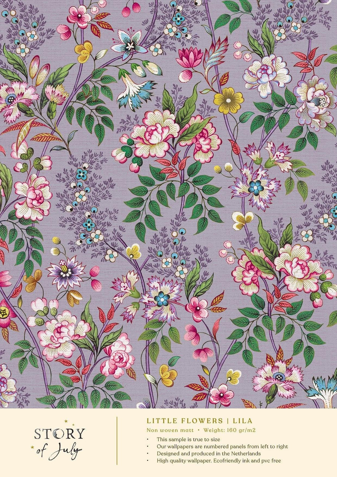 Behangsample Little Flowers Lila - Story of July