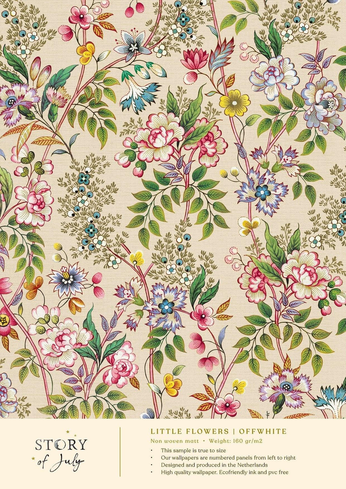 Behangsample Little Flowers Offwhite - Story of July