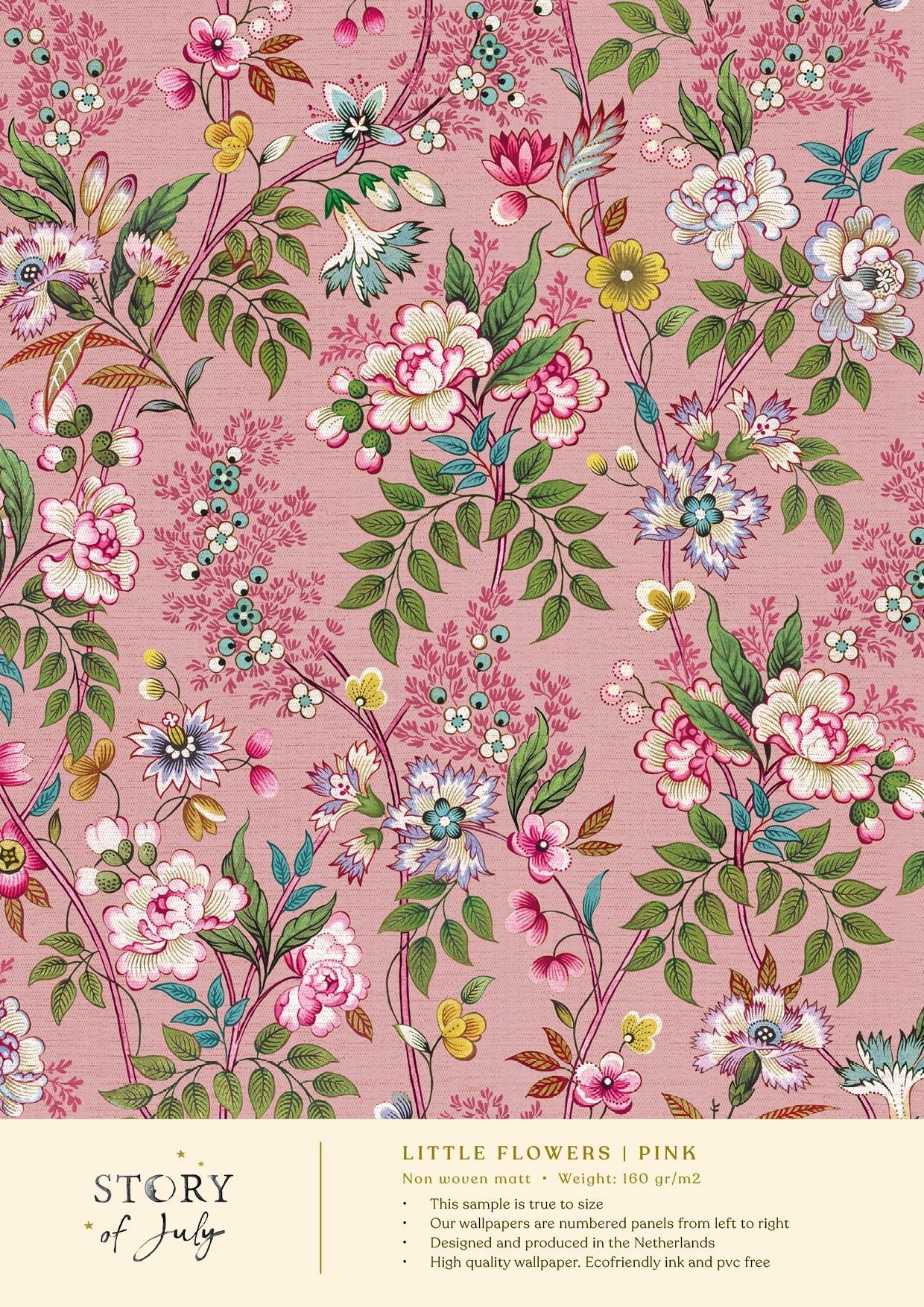 Behangsample Little Flowers Pink - Story of July