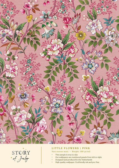 Behangsample Little Flowers Pink - Story of July