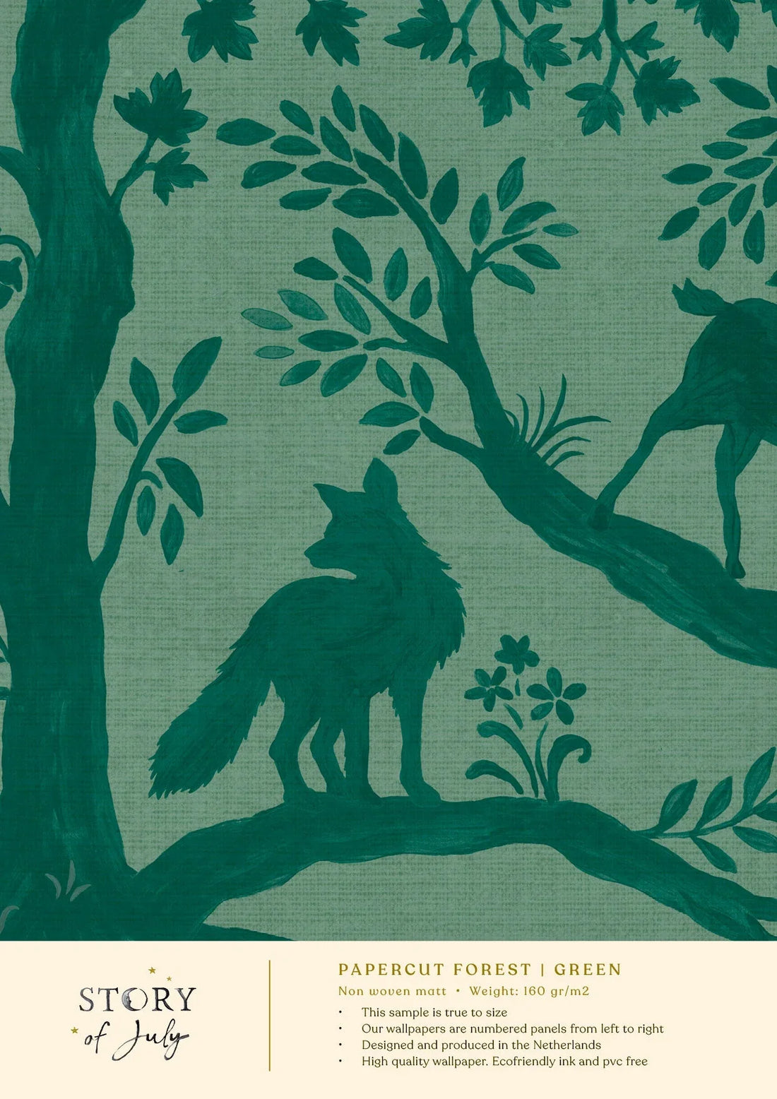 Behangsample Papercut Forest Green - Story of July