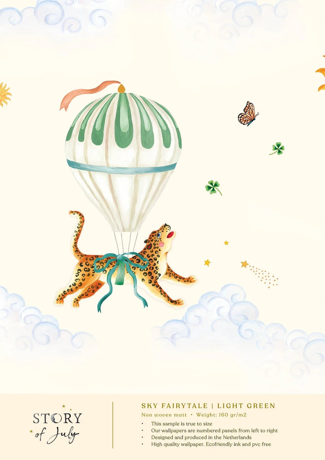 Behangsample Sky Fairytale Lightgreen - Story of July