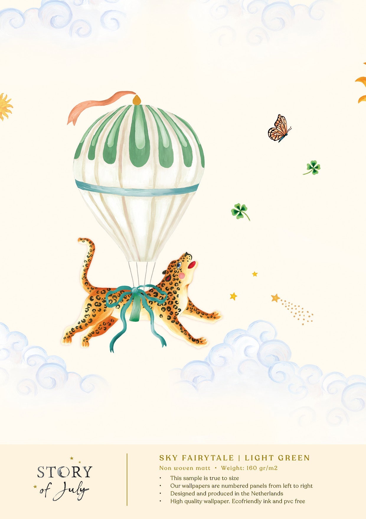 Behangsample Sky Fairytale Lightgreen - Story of July