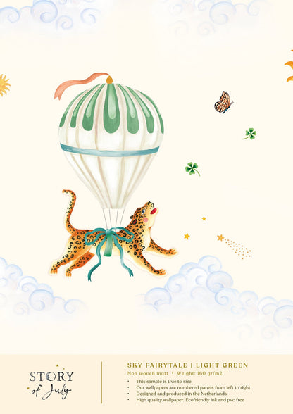 Behangsample Sky Fairytale Lightgreen - Story of July