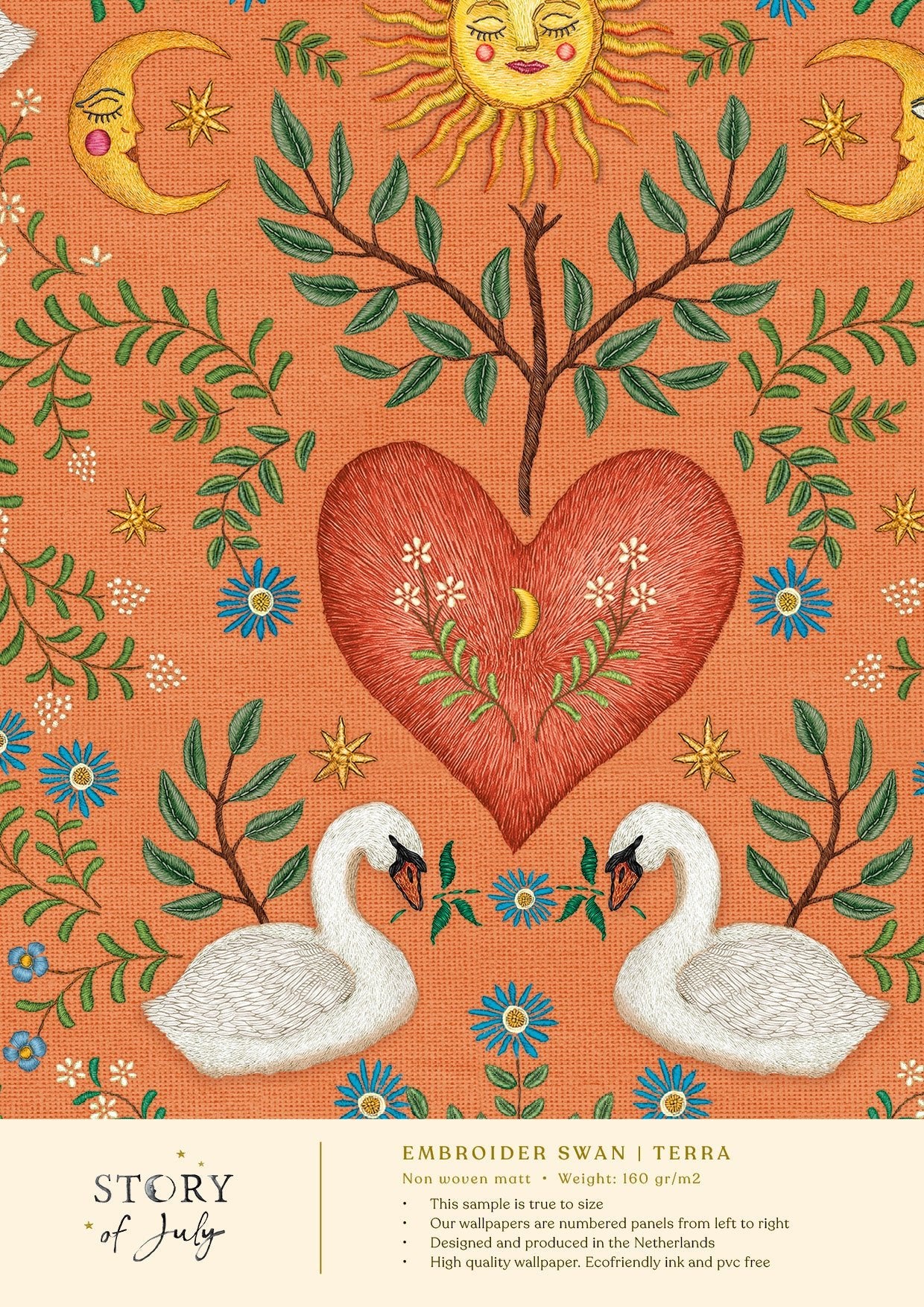 Behangsample Swan Heart Terra - Story of July