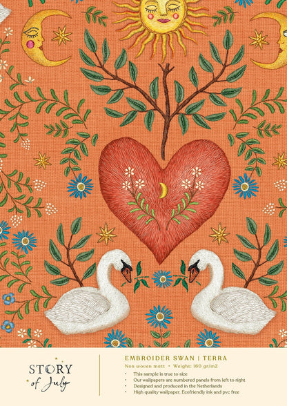 Behangsample Swan Heart Terra - Story of July