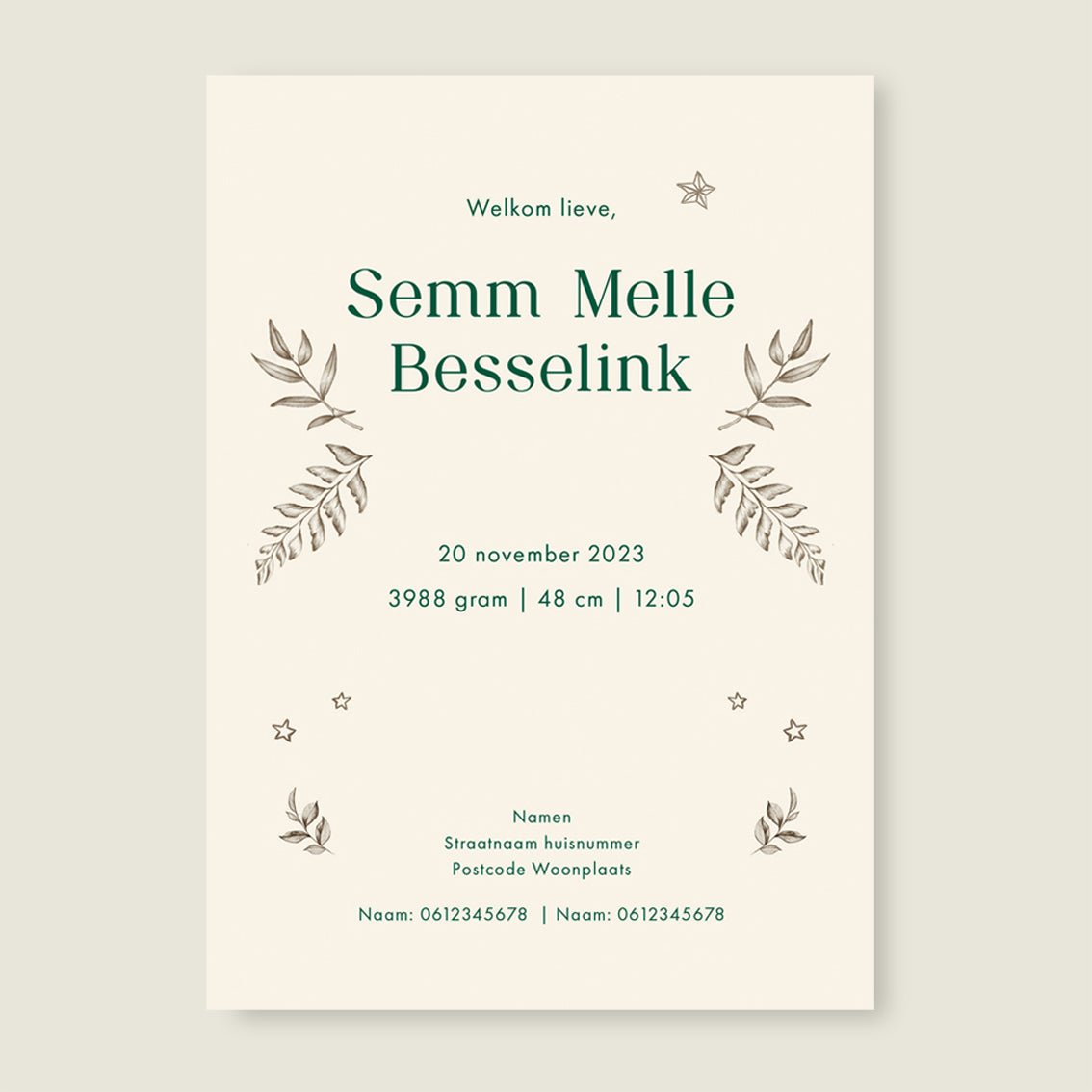 Geboortekaartje Animal Tower - Story of July