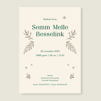 Geboortekaartje Animal Tower - Story of July