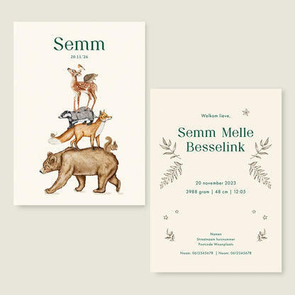 Geboortekaartje Animal Tower - Story of July