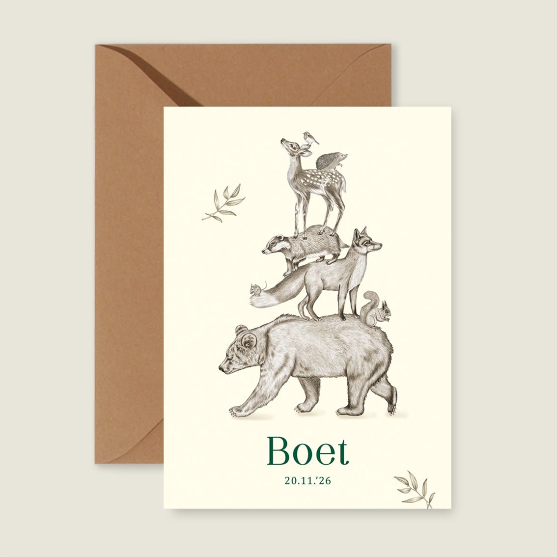 Geboortekaartje Animal Tower Offwhite - Story of July