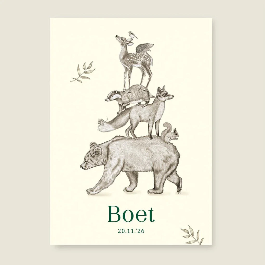 Geboortekaartje Animal Tower Offwhite - Story of July