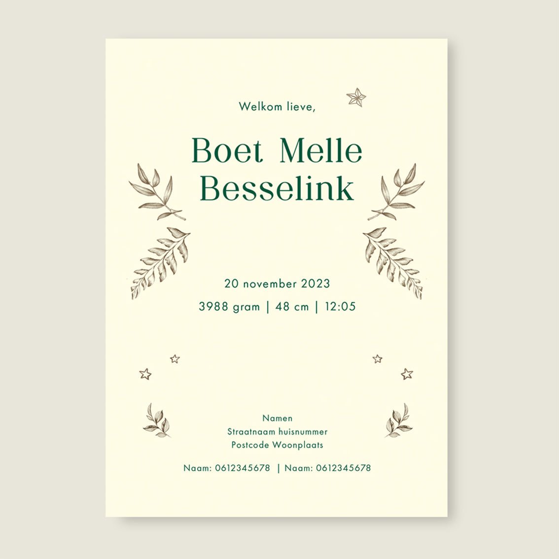 Geboortekaartje Animal Tower Offwhite - Story of July