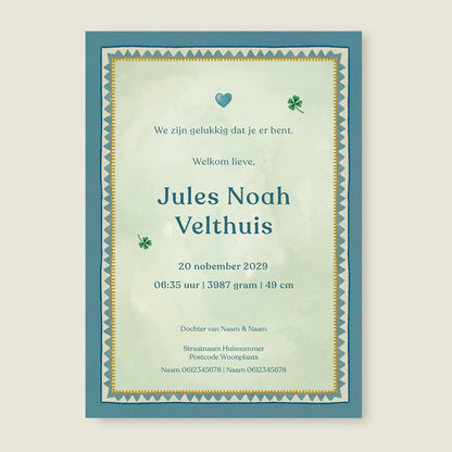 Geboortekaartje Baby Blue - Story of July