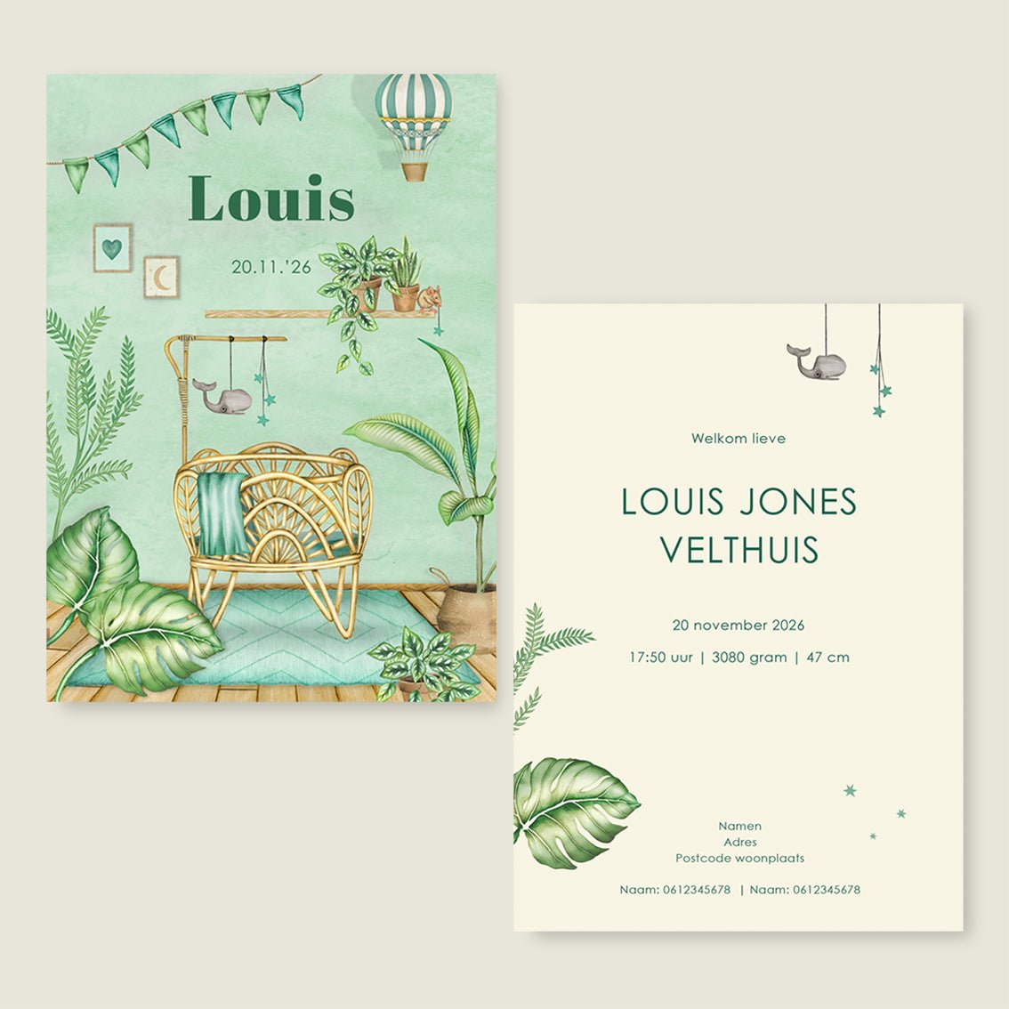 Geboortekaartje Baby Crib Green - Story of July