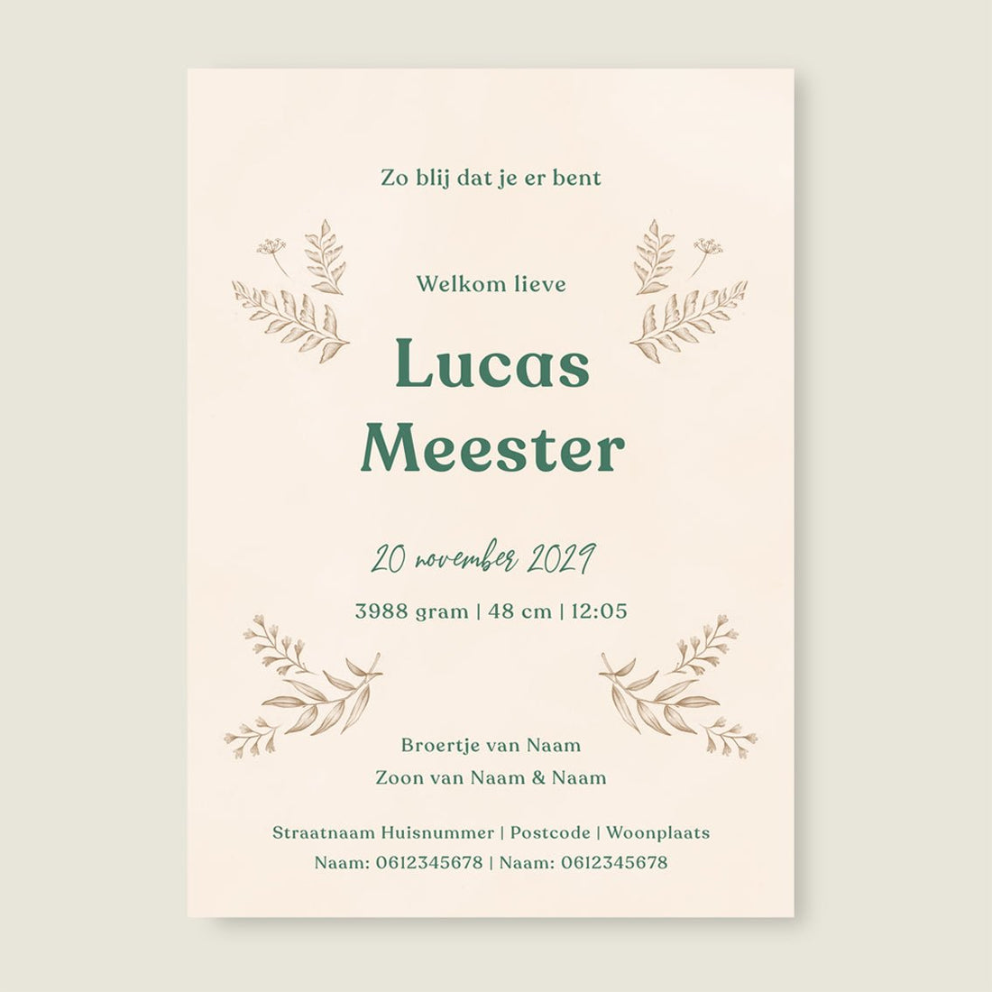 Geboortekaartje Baby Quilt Green - Story of July