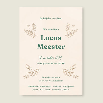 Geboortekaartje Baby Quilt Green - Story of July