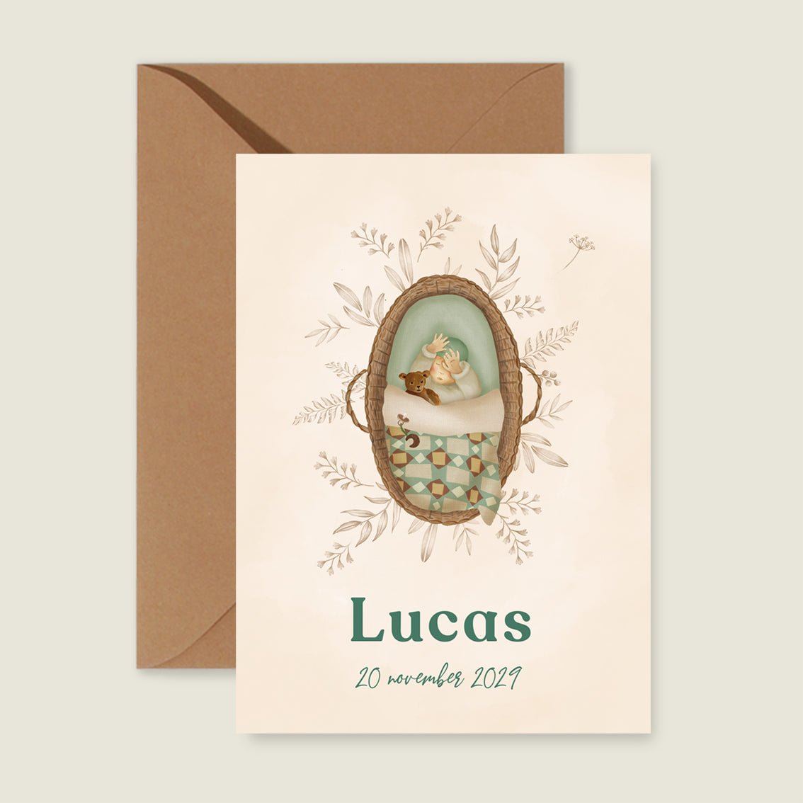 Geboortekaartje Baby Quilt Green - Story of July