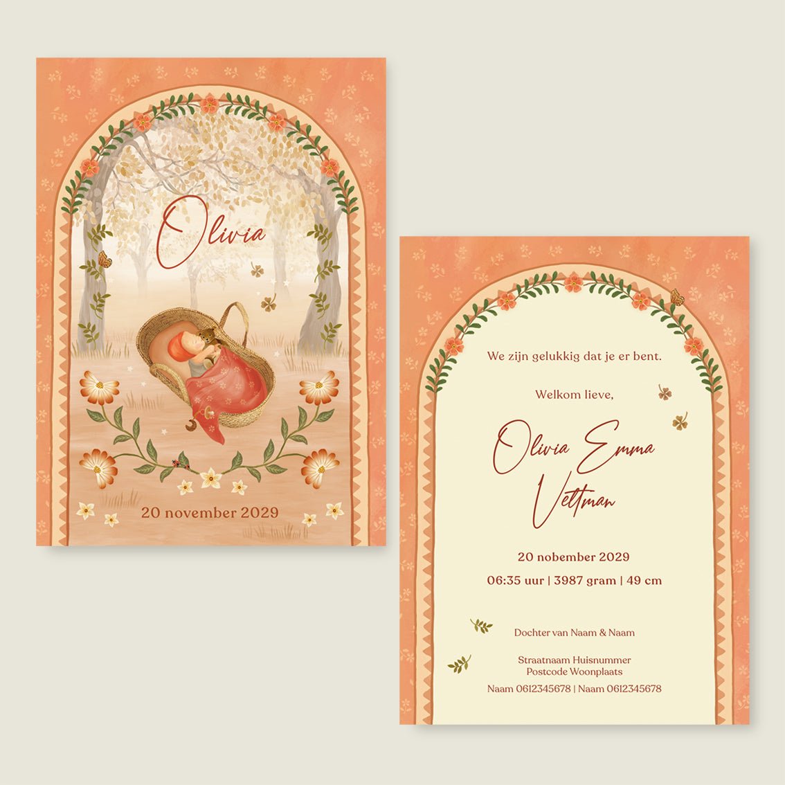 Geboortekaartje Baby Tree - Story of July