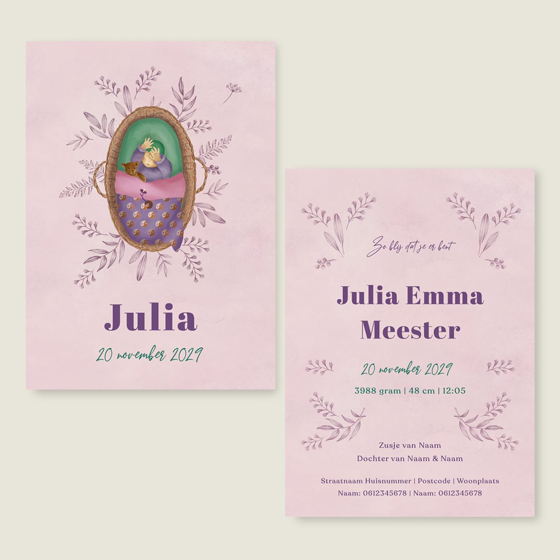 Geboortekaartje Baby Yingyang - Story of July