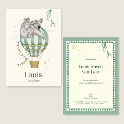 Geboortekaartje Balloon Koala Offwhite - Story of July