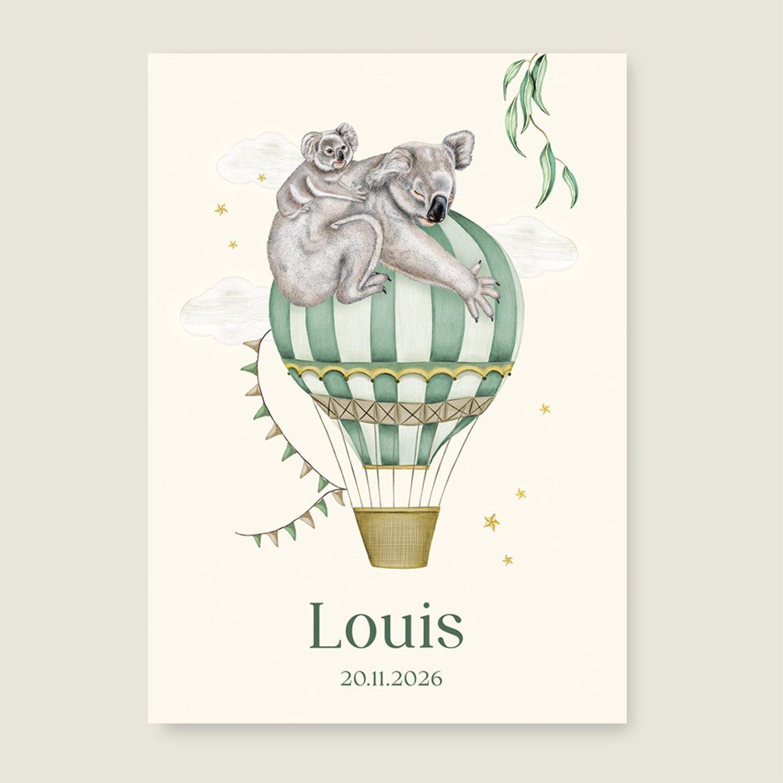 Geboortekaartje Balloon Koala Offwhite - Story of July