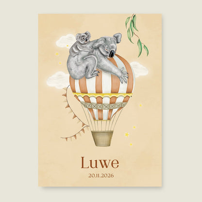 Geboortekaartje Balloon Koala Terra - Story of July